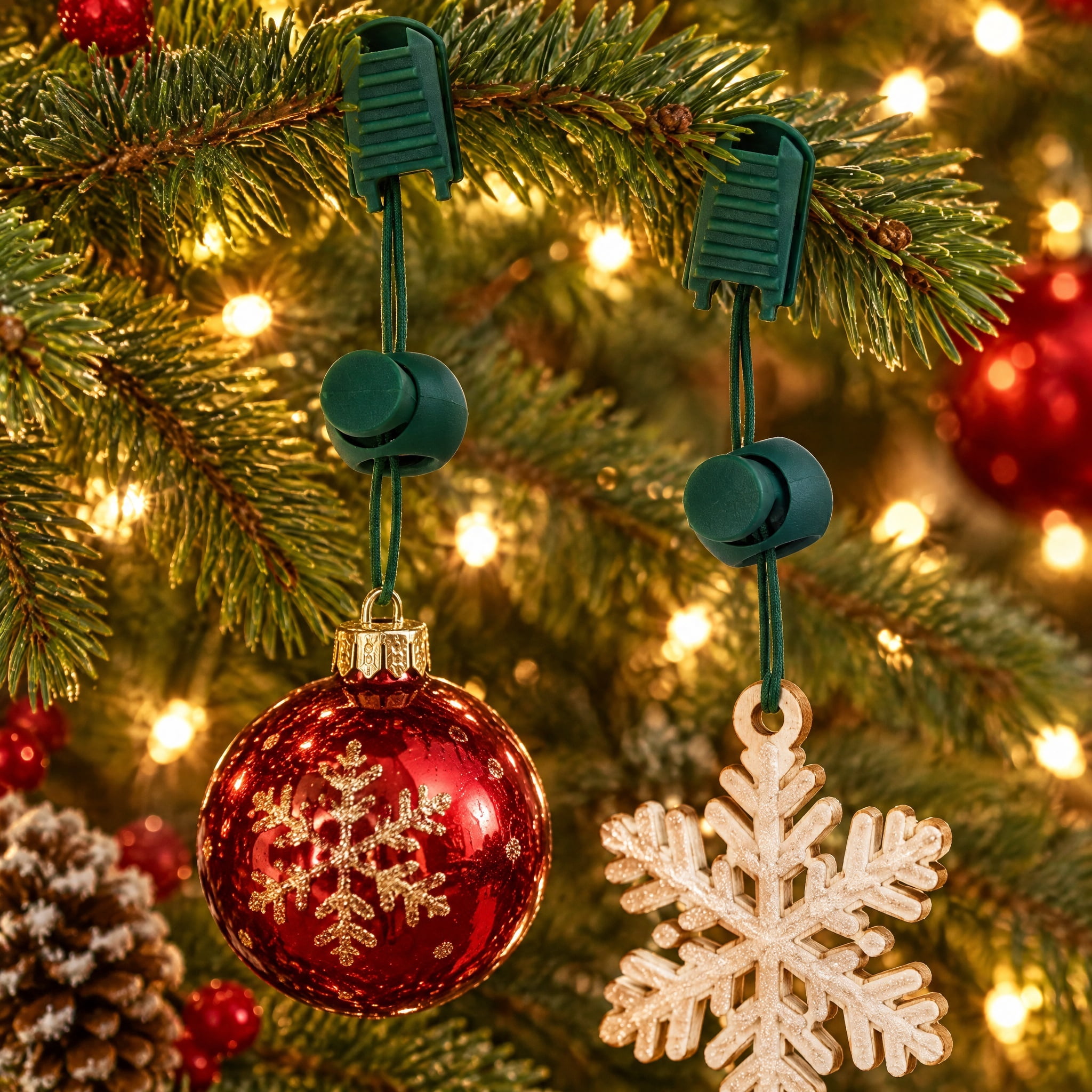 Green Cinching Christmas Ornament Hooks, 3.5", 24 Count, by Holiday Time