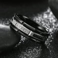 thumbnail image 3 of Tioneer Black-Silver Tungsten Carbide 8mm Brick Design w/ Black & White Cubic Zirconia Wedding Band Ring Mens Womens 8MM w/ FREE Engraving, 3 of 6
