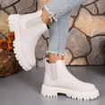 thumbnail image 7 of Bnwani Women Boots Footwear Fall Winter Fashion Low-Heel Thick Ankle Versatile Comfortable Casual Boot White Size 8.5, 7 of 7