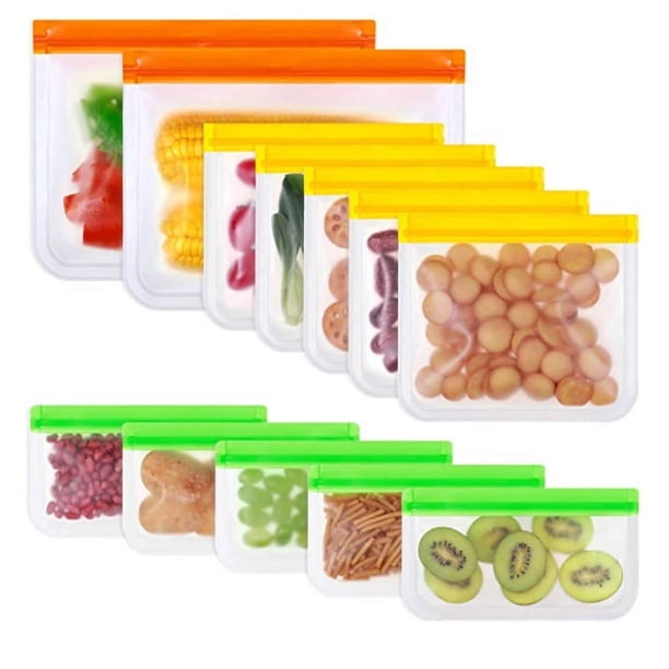 Bolsa reutilizable para congelador, 12 unidades, de PEVA, para almacenar verduras, frutas, carne, pescado y pan.