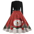 thumbnail image 4 of Women's Casual Fashion Printed Retro Square Neck Long Sleeve Dress with AI Christmas Theme, Fall and Winter Dress for Casual and Party Occasions, Soft Fabric,Watermelon Red,XL, 4 of 4