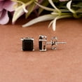 thumbnail image 2 of Femme Jam 925 Sterling Silver Princess Cut Natural Black Onyx Gemstone Unisex Stud Earrings, 2 of 8