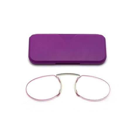 Armless Reading Glasses with Portable Cases for Women Men, Pocket Size Small Readers Comfortable Nose Pads purple 3.0