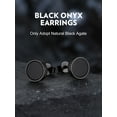 thumbnail image 5 of Bandmax Black S925 Silver Stud Earrings for Men Women Natural Black Onxy with Viking Rune Ear Studs Gift for Father's Day Christmas Valentines, 5 of 8