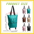 thumbnail image 3 of 2-In-1 Foldable Rolling Cart for Grocery Shopping, Green Portable Tote Trolley with Collapsible Frame Smooth Wheels, Space-Saving Travel Cart for Market, Small Size, 3 of 8