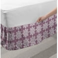 thumbnail image 2 of Vintage Bed Skirt, Illustration of Classical Tile Inspired Damask Swirls Repetition, Elastic Bedskirt Dust Ruffle Wrap Around for Bedding Decor, 4 Sizes, Plum White and Grey Pink, by Ambesonne, 2 of 2
