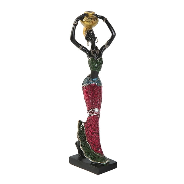 Estatua africana de mujer de pie, escultura de resina negra, para el hogar y la oficina. como se describe