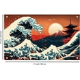 thumbnail image 2 of Wave Photography Backdrop Mount Fuji Kanagawa Landscape Wall Hanging Tapestry Asian Anime Mountain Sunset Background Cloth Banner for Room Birthday Party Photo Studio Decor,180x110cm/5.9x3.6ft, 2 of 8