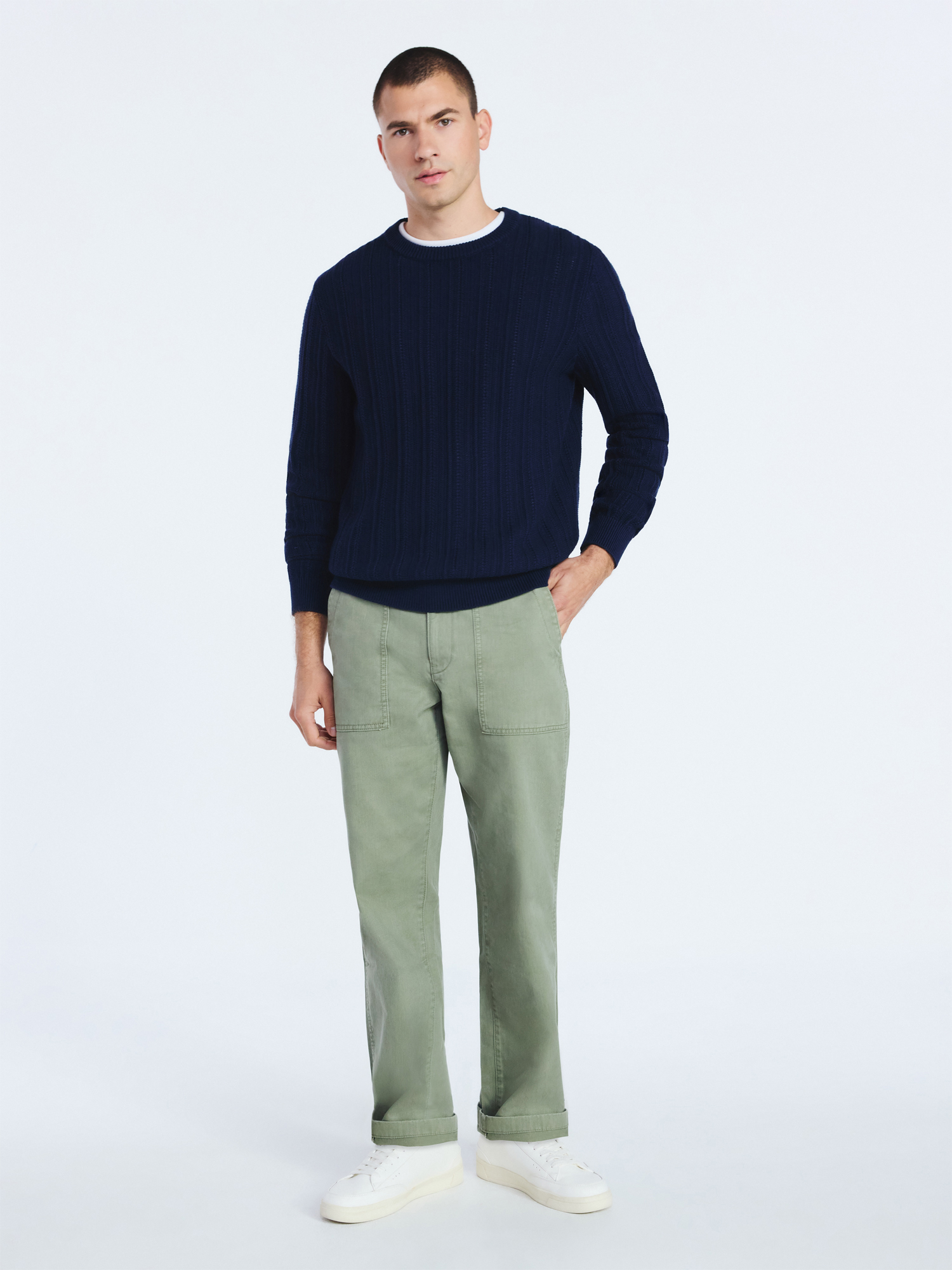 Free Assembly Men's Long Sleeve Crewneck Textured Sweater, Sizes S-3XL