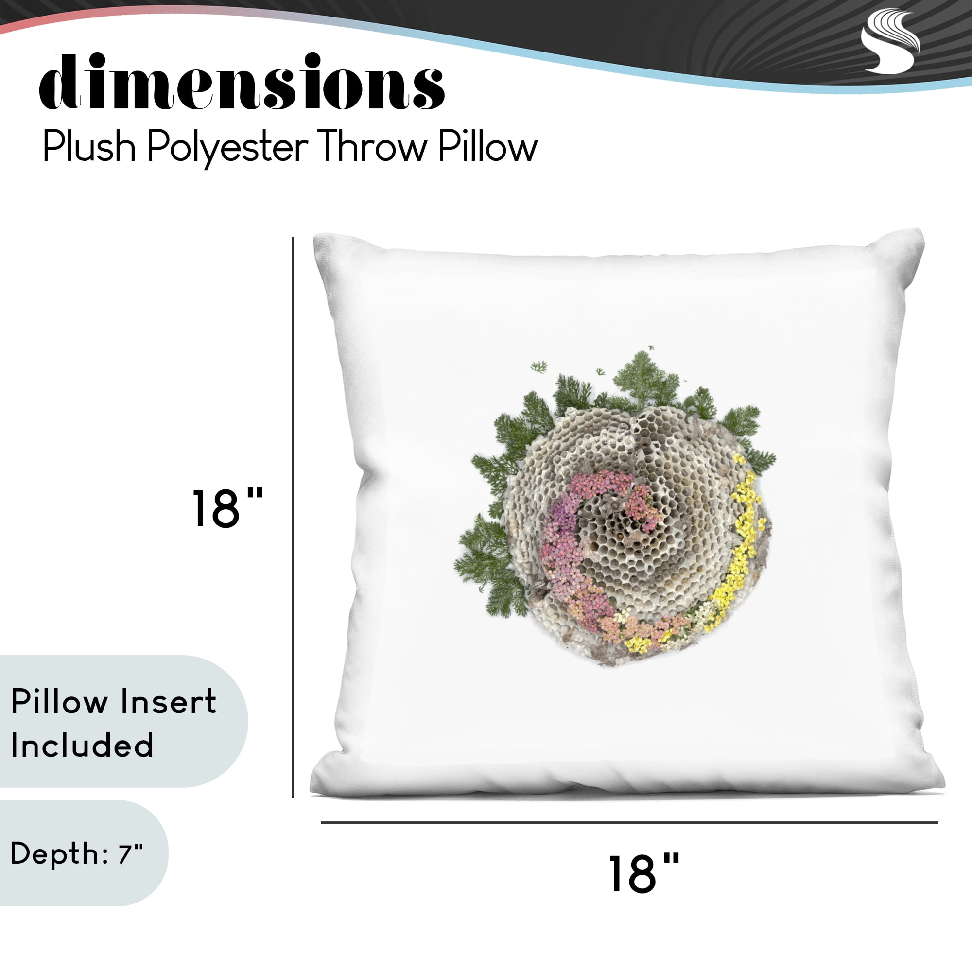 Stupell Industries Honeycomb with Botanicals Decorative Printed Throw Pillow, design by Beth Adoette, 18 x 7 x 18