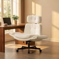 thumbnail image 5 of Peispie Criss Cross Office Chair with Adjustable Arms, Sherpa Cross Legged Desk Chair with Headrest, Wide Seat High Back Swivel Computer Office Chair for Home Office, Beige, 5 of 7