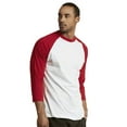 thumbnail image 4 of DailyWear Mens Casual 3/4 Sleeve Plain Baseball Cotton T Shirts RED/White, 2XLarge, 4 of 4