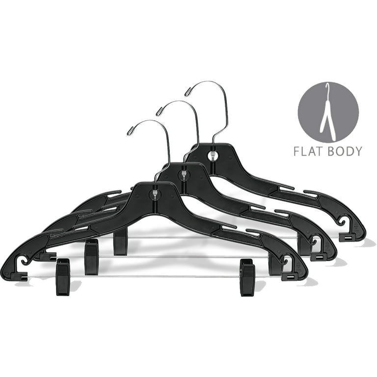 Matte Black Plastic Combo hanger with Adjustable Clips and Notches