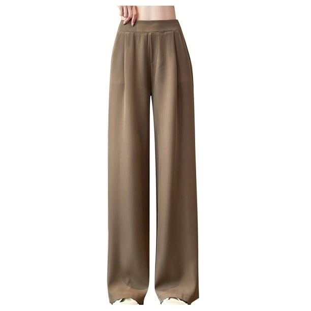 Pants For Women Trendy 2023 Women'S Spring And Color Versatile Straight Tube  High Waisted Commuting Suit Pants Wide Leg Pants Khaki S 