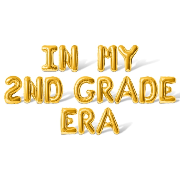 Letter Balloons - IN MY 2ND GRADE ERA 16" Inch Alphabet Letters Foil Mylar Balloon 2nd Grade Party Banner (Gold)