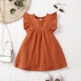 thumbnail image 5 of REDARER Girls Solid Cotton Dress Flutter Sleeve Casual Summer A-Line Dress for Everyday Wear,3-4 Years, 5 of 6