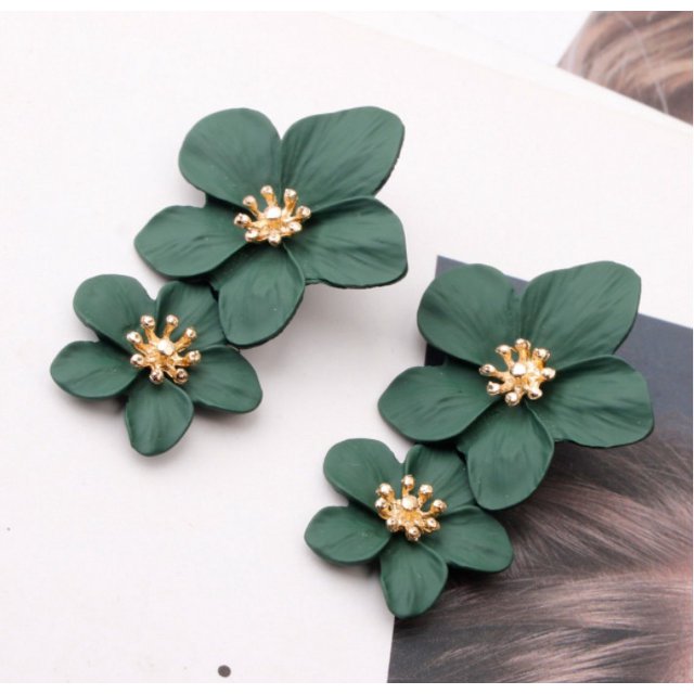 Pendientes Sense Pendientes Estilo Pendientes Distintivos Multicolor Doble Capa Flor Pendientes Sencillos para Mujer