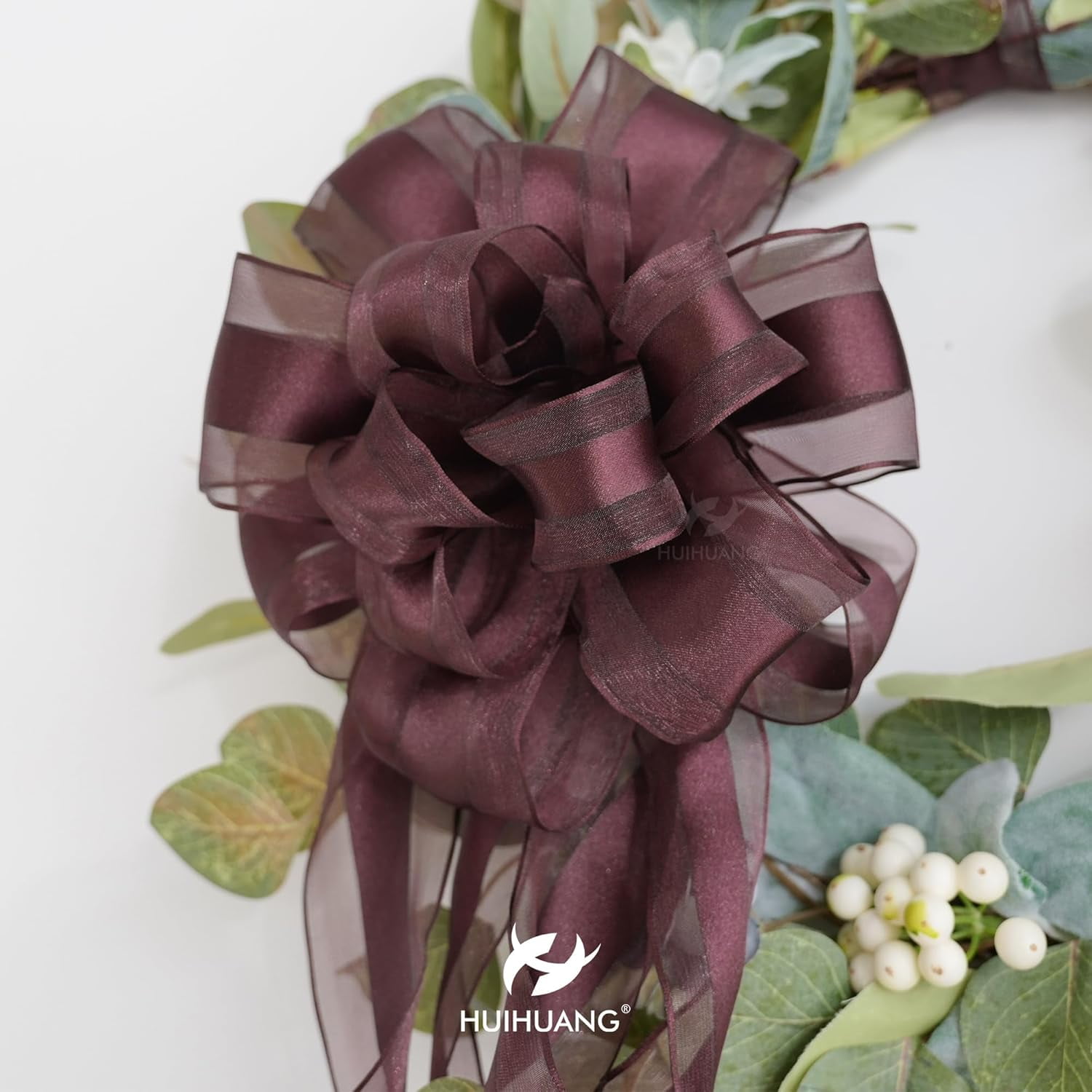 Burgundy Sheer Christmas Ribbon with Satin Stripe 2.5 inch Burgundy Wired Ribbon for Bows Making, Wreaths, Garland, Gift Wrapping, Wedding Bridal Shower Decorations-Continous 10 Yards