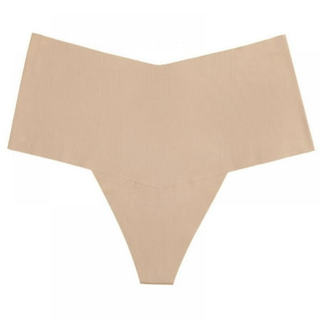 Xmarks Sexy Seamless Thongs for Women No Show Panties Mid-Waisted Seamless Panties Ice Silk G-string Bikini Panties Stretch Breathable Sexy Thong Underwear 1/6 Pack S-XL