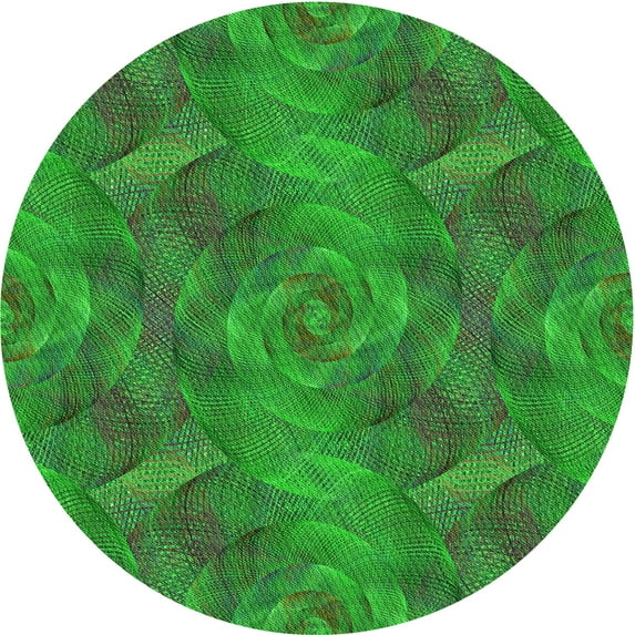 Ahgly Company Machine Washable Indoor Round Transitional Lime Green Area Rugs, 8' Round