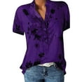 thumbnail image 1 of LilyLLL Plus Size S-5XL Womens Retro Floral Print Short Sleeve Buttons Shirt Tops, 1 of 2
