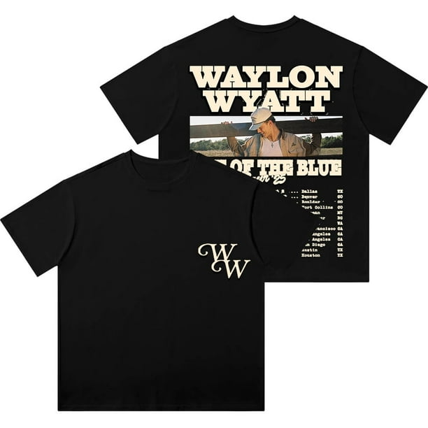 Waylon Wyatt Playera Lavada Algodón Unisex Manga Corta Gira Fuera del Azul
