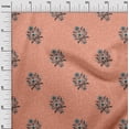 thumbnail image 2 of oneOone Georgette Viscose Peach Fabric Leaves & Floral Block Fabric For Sewing Printed Craft Fabric By The Yard 42 Inch Wide, 2 of 4