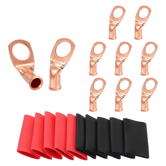 10pcs 3/8" Stud 8 Awg 45° Bent Copper Lugs Battery Cable End