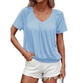 thumbnail image 1 of Camisetas Casuales de Verano para Mujer, Camisetas de Corta con Cuello en V, Camisetas Azul L, 1 of 7