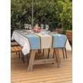 thumbnail image 4 of 60x84 Inch Outdoor Tablecloth with Umbrella Hole Zipper Rectangle Geometric Blue Beige Rectangular Tablecloths Outside Waterproof Farmhosue Vintage Shabby Wood Grain Patio Table Cover for Picnic, 4 of 8