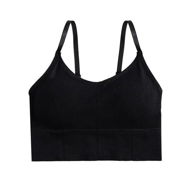 nsendm Female Underwear Adult Molded Cup Sports Bra Tank with Built In Bra  Womens Tank Tops Strap Stretch Cotton Strapless Front Buckle Lift Bra(Black,  One Size) 