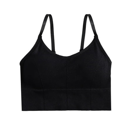 Blphud Comfortable Sports Bra Sports Bras for Women Soft Lingerie for Women Sports Bra Women Pack with Built in Bra Womens Tops Strap Stretch Cotton Camisole with Built in Padded Bra Black One Size