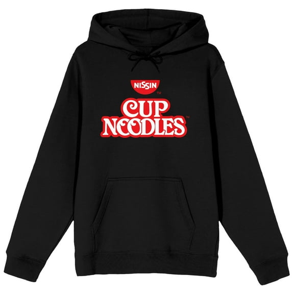 Nissin Cup Noodles Logo Long Sleeve Black Adult Hooded Sweatshirt-XL