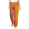 thumbnail image 2 of Goofa Orange Flower Psychedelic Printed Soft Pajama Pants for Women, Wide Leg Comfy Casual Lounge Yoga Pants-Large, 2 of 9
