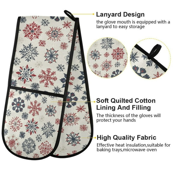 BZSMCE Oven Mitts Festive Winter Snowflakes Creative Pattern Resistant Kitchen Gloves