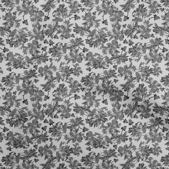 oneOone Polyester Spandex Gray Fabric Florals Craft Projects Decor Fabric Printed By The Yard 56 Inch Wide