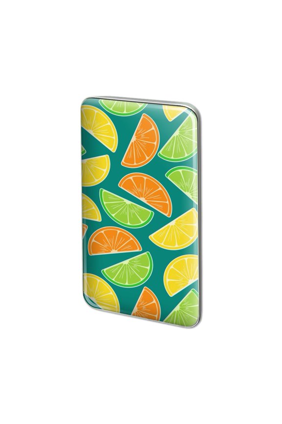 Citrus Lemon Lime Orange Slices Pattern Metal Rectangle Lapel Hat Pin Tie Tack Pinback