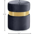 thumbnail image 3 of Meridian Furniture Hailey Contemporary Velvet Ottoman/Stool in Gray, 3 of 4