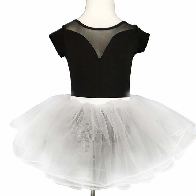 Robe de Danse à Manches Courtes pour Filles Jupe Tutu de Ballet Robe de Performance Jupon Vêtements d'Entraînement Ensemble Deux Pièces