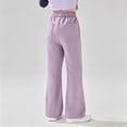 thumbnail image 4 of BCSIOAOI Girls Pants,Wide Leg Elastic Waist Flare Leg Pants with Pockets Purple 5-6 Years, 4 of 5