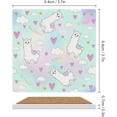 thumbnail image 2 of GZHJMY Square Drink Coasters, 6 Pcs Rainbow Color Llama Heart Absorbent Ceramic Coffee Coasters for Drinks with Cork Base Housewarming Gift for Home Decor, 2 of 6