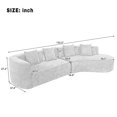 thumbnail image 3 of 132" Modern Sectional Sofa with Curved Design, 2-Piece Chenille Modular Couch with 4 Pillows, Large Sponge Modular Sofa for Living Room, Orange, 3 of 9