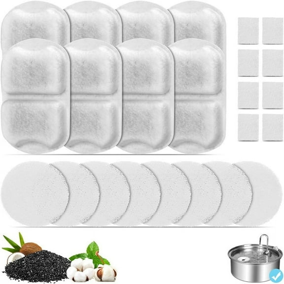 Cat Water Fountain Filters Replacement for 7L/230oz/1.8G Stainless Steel Pet Water Fountain Filters and Sponges 8 Set