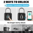 thumbnail image 5 of Smart Bluetooth Padlock - Waterproof Fingerprint & APP Keyless Entry Lock for Doors, Gates, Lockers & Travel - Wireless Digital Lock with Anti-Theft Alarm - Compatible with iOS/Android, 5 of 5