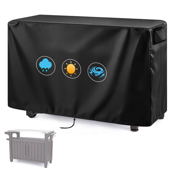 Ancadar Prep Table Cover, 52inch Outdoor Cooler Cart Cover for Keter Unity Xl Portable Bar Rolling Cooler Cart and Storage Cabinet Cover He