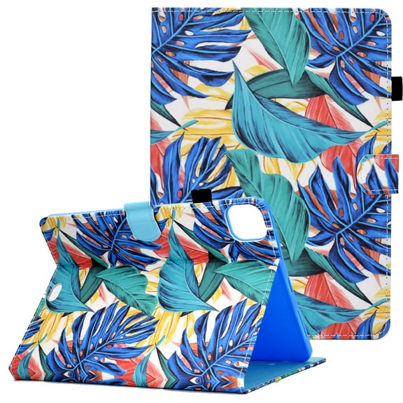 Wallet Case for iPad Pro 11 inch (3rd Gen 2021),Air 4 10.9" Case 2020, Allytech PU Leather and TPU Full Protection Stand Auto Sleep Wake Magnetic Closure Case for iPad Pro 11 2020/2018, Palm Leaves