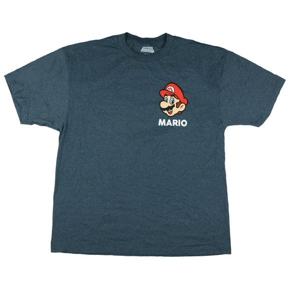 Super Mario T-Shirt Men's Here We Go Front and Back Printed Adult Tee