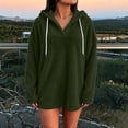 thumbnail image 6 of hlysgo Womens Oversized Sherpa Hoodie Pullover Fuzzy Fleece Sweatshirt Plaid Fluffy Tops with Pockets Army Green,M, 6 of 6