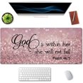 thumbnail image 3 of Bible Verse Mouse Pad 35.5 X 15.7 Inch XXL Full Desk Mousepad Extended Large Non-Slip Rubber Base Waterproof Big Keyboard Mat with Stitched Edges - PSALM 46:5 God is Within Her,She Will not Fall, 3 of 6