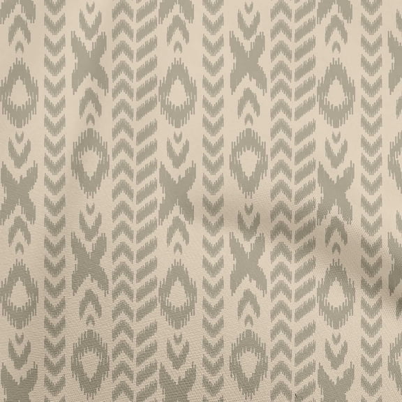 oneOone Polyester Spandex Beige Fabric Ikat Sewing Material Print Fabric By The Yard 56 Inch Wide